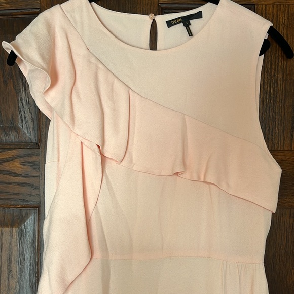 Maje Blush Pink Ruffle Dress Size 3 - Picture 5 of 6